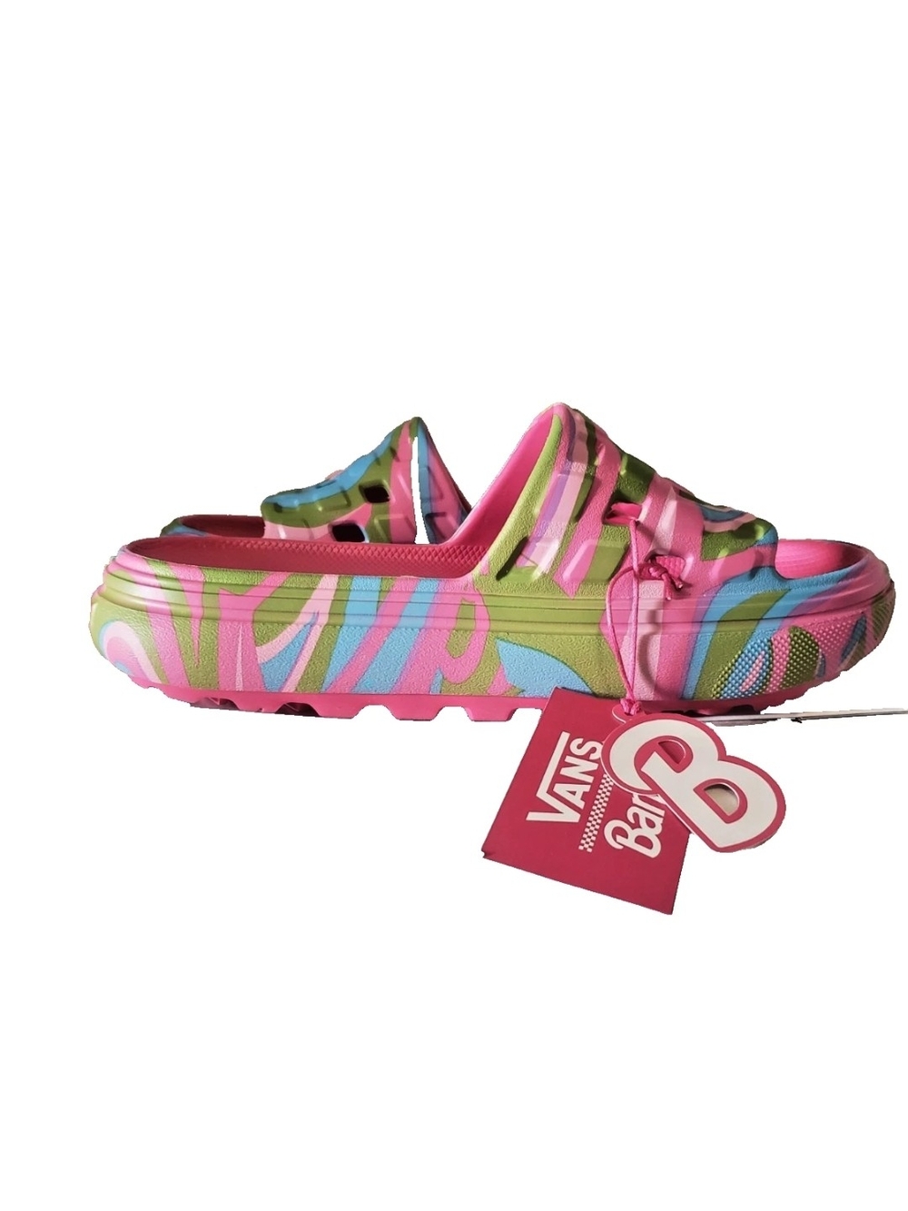 Vans Pink Green Blue Swirl Slide Sandal